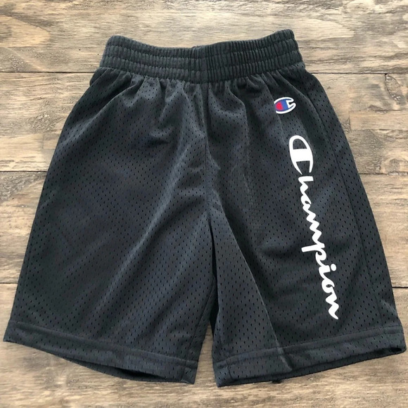 Champion Boys Size 5 Black Mesh Logo Athletic Shorts Pull On Practice School - Picture 1 of 3